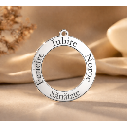 G0971 G Pandantiv argint 925 banut eveniment special - Noroc, Iubire, Sanatate 23mm - bijuterii personalizate din argint | simos